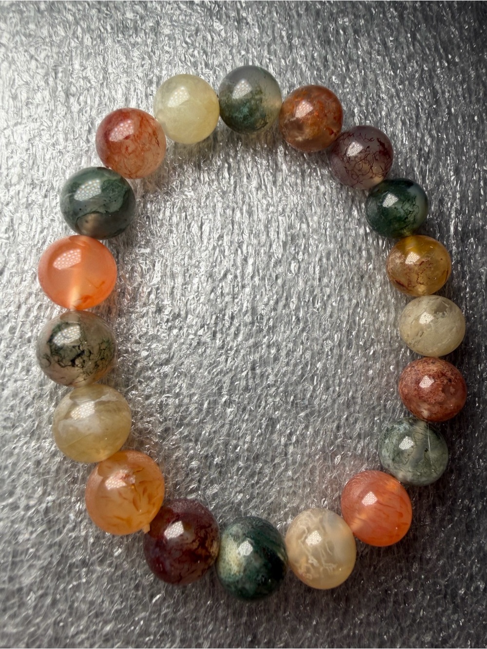 10MM Rainbow Madagascar Moss Agate Natural Crystal Bracelet